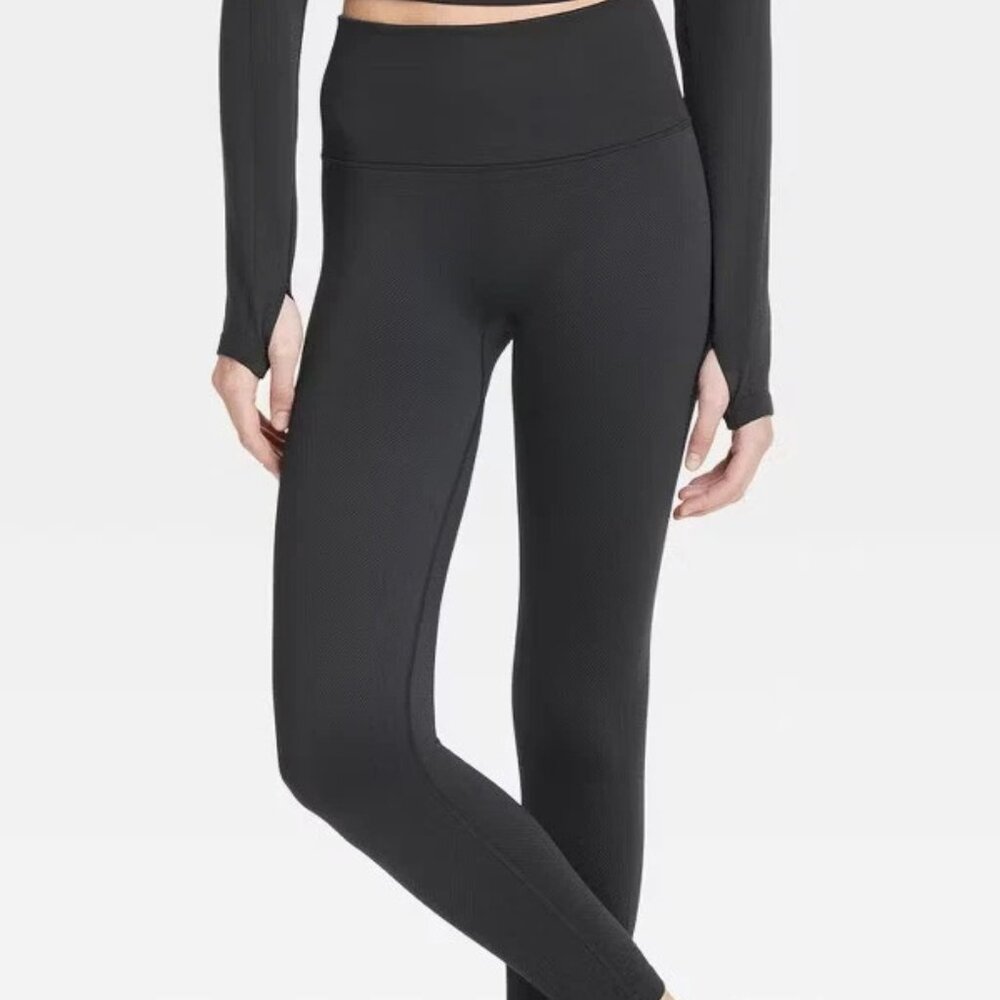 NWT - Large: Seamless, Ribbed, Black All in Motion High Rise 7/8 Flex Legging
